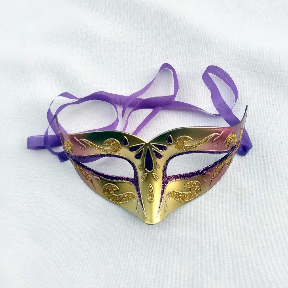 COPY - Gold Masquerade Venetian Mask / Purple Trim
